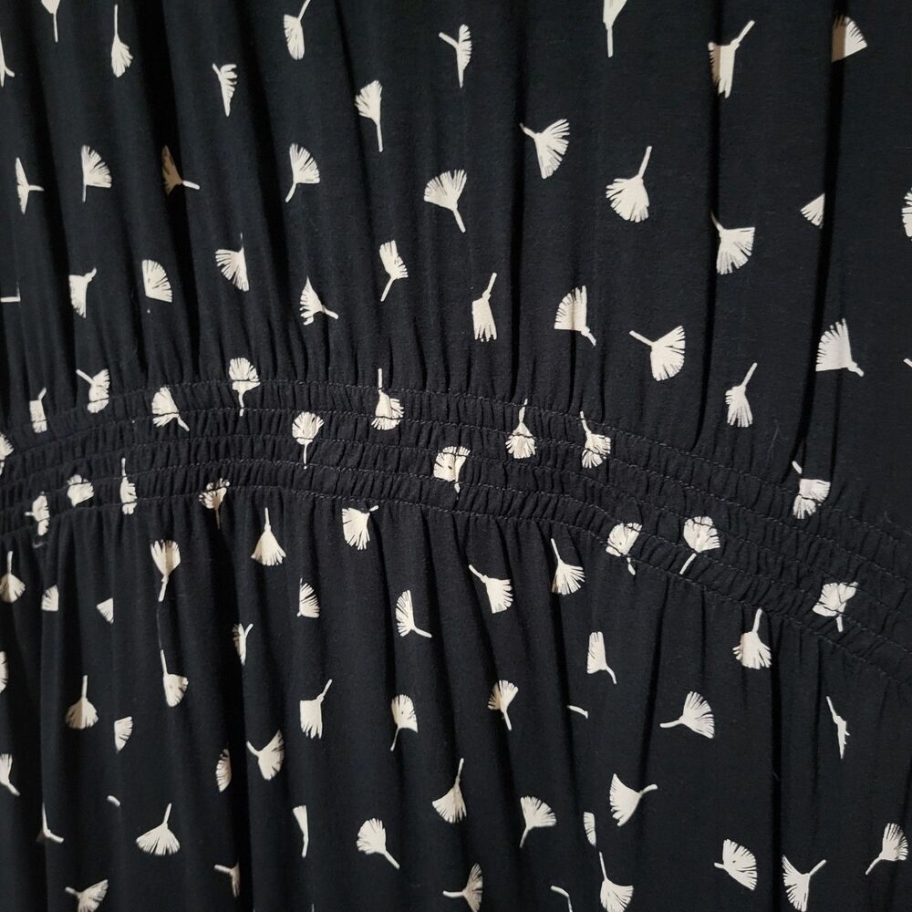 J Jill Wearever Collection XL Midi Dress New Blouson Dandelion Fluff Black White - Picture 9 of 11